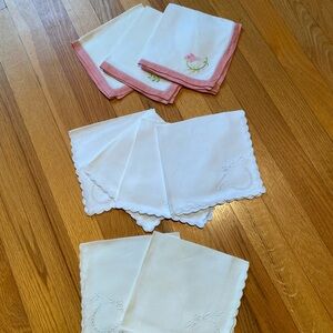 Elegant White and Pink Embroidered Napkins